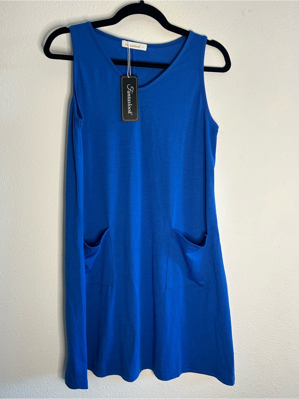 Fantaslook Royal Blue Sleeveless Pocket Dress